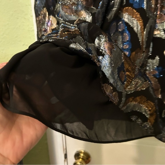 Ramy Brook Womens Jacquard Mini Dress Metallic Floral - Medium Shaina Dresz - Picture 11 of 15